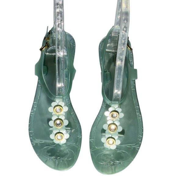 COACH Womens Paisley Jelly Sandals Floral Embellishments Buckle Strap Size 7B - Picture 8 of 16